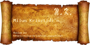 Milus Krisztián névjegykártya